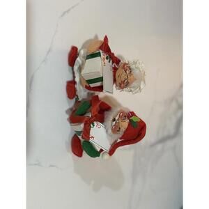 Vintage Annalee Style Santa & Mrs Claus Elves Holding Gifts Christmas Decor